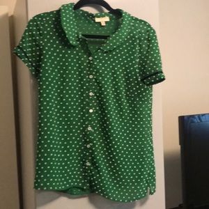 ModCloth sheer green top with Peter Pan collar.